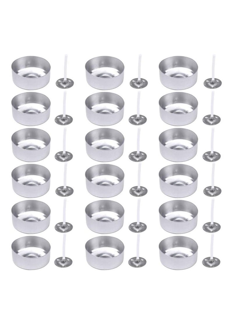 Aluminum Tea Lights Cups 100 Pcs, Metal Tea Light Tins with 100 Pcs Candle Wicks Empty Case Candle Wax Containers for DIY Candles Making Supplies