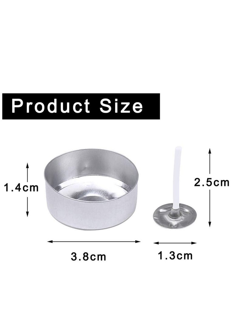 Aluminum Tea Lights Cups 100 Pcs, Metal Tea Light Tins with 100 Pcs Candle Wicks Empty Case Candle Wax Containers for DIY Candles Making Supplies