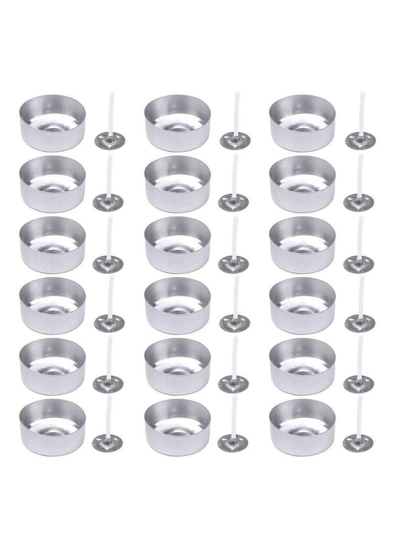 Aluminum Tea Lights Cups 100 Pcs, Metal Tea Light Tins with 100 Pcs Candle Wicks Empty Case Candle Wax Containers for DIY Candles Making Supplies