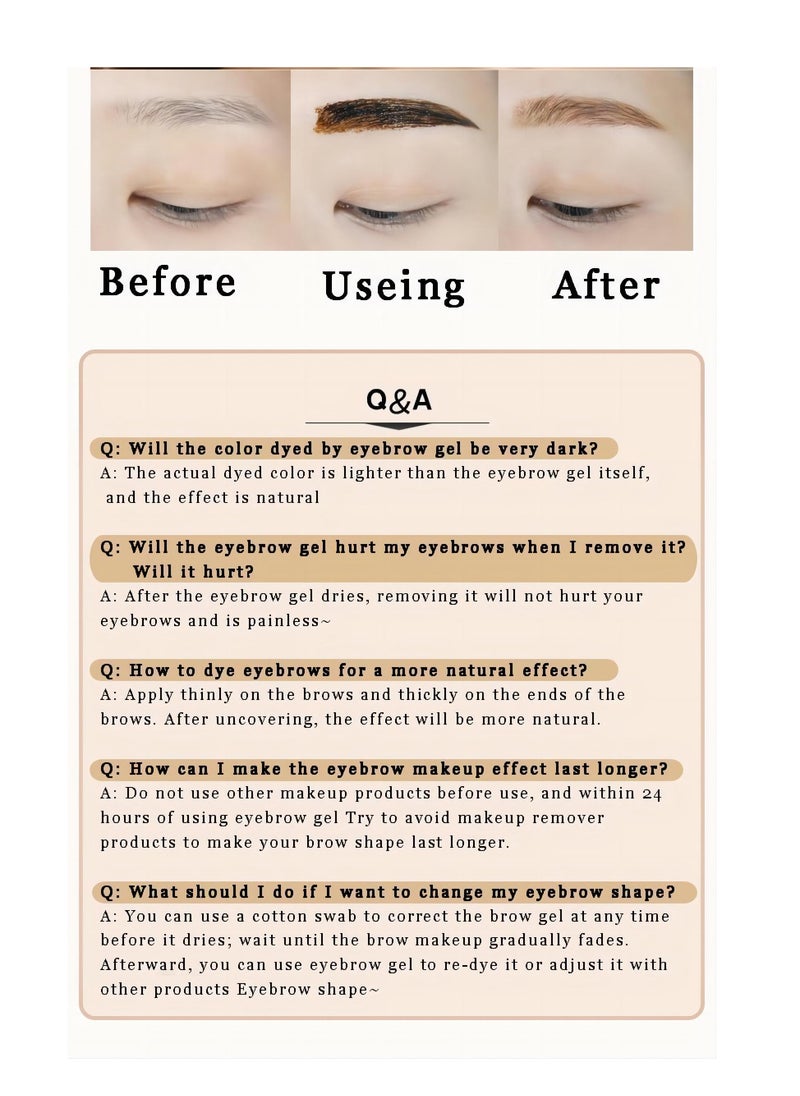 w i n e Eyebrow Gel 3 Colors w i n e Bottle Tattoo Brow Gel Tint Eyebrow Beauty Dyeing Eyebrow Cream Peelable Tearing Eyebrow Colouring Gel Waterproof Quick Dry Dyeing No Smudge Easy to Color
