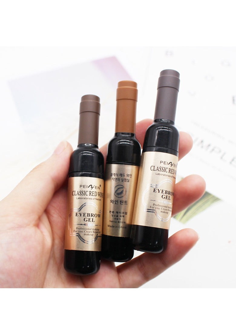 w i n e Eyebrow Gel 3 Colors w i n e Bottle Tattoo Brow Gel Tint Eyebrow Beauty Dyeing Eyebrow Cream Peelable Tearing Eyebrow Colouring Gel Waterproof Quick Dry Dyeing No Smudge Easy to Color
