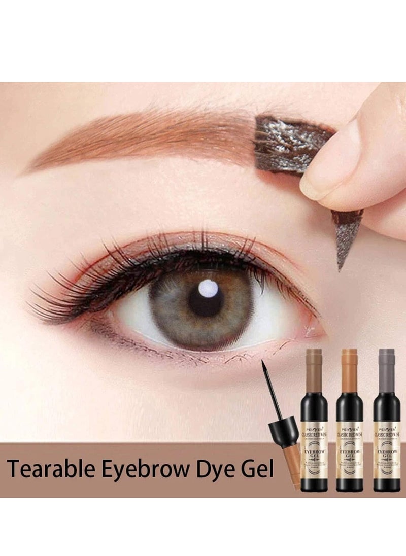 w i n e Eyebrow Gel 3 Colors w i n e Bottle Tattoo Brow Gel Tint Eyebrow Beauty Dyeing Eyebrow Cream Peelable Tearing Eyebrow Colouring Gel Waterproof Quick Dry Dyeing No Smudge Easy to Color