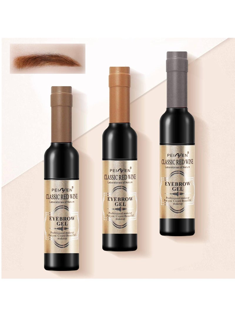w i n e Eyebrow Gel 3 Colors w i n e Bottle Tattoo Brow Gel Tint Eyebrow Beauty Dyeing Eyebrow Cream Peelable Tearing Eyebrow Colouring Gel Waterproof Quick Dry Dyeing No Smudge Easy to Color