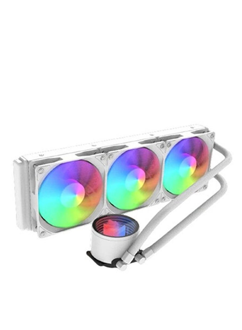 Liquid Cooler for Laptops ,Groovy Infinity Mirror Effect , 3300 RPM High-Efficiency , 3 x Cooling fan(360mm) , 120mm PWM RGB , 20 dBA Quiet , Model CCW-3013 , ARGB , AIO 360 CPU