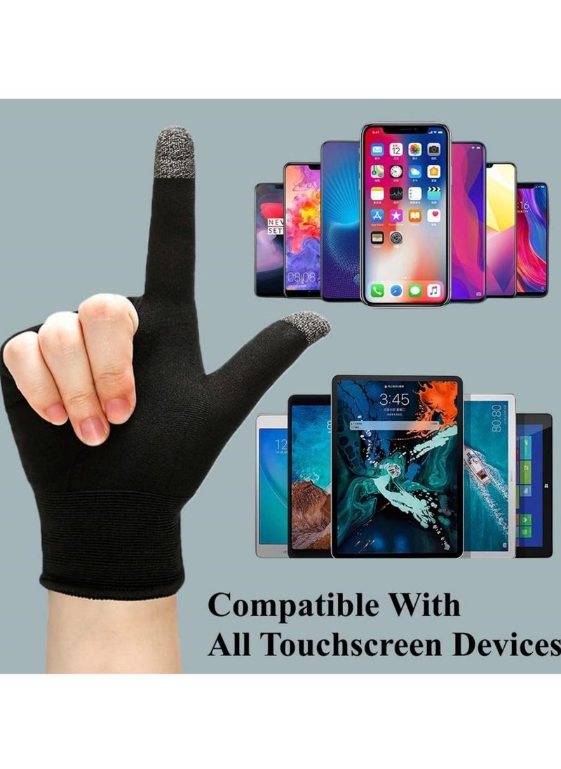 2PCS Gaming Gloves for Sweaty Hands, UltraThin Breathable Mobile Gaming Gloves, AntiSweat Mobile Finger Sleeve Breathable for HighRanking Players Mobile Game Streamer Black+ White