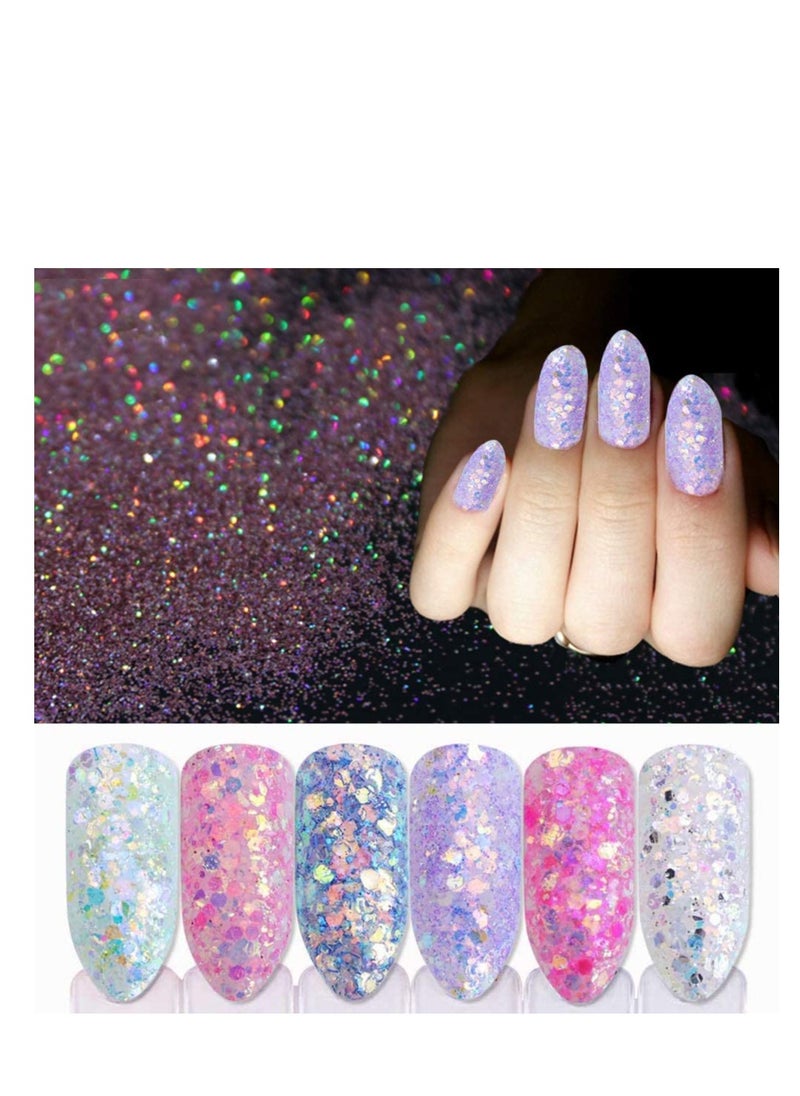 Heart Nail Sequins,3D Valentine’s Day Nail Art Stickers Decals Black Pink Love Heart Rabbit Butterfly Nail Glitter Flakes Sparkle for Nail Art Supplies, Women Nail Art Decoration 2 Box/24 Grids