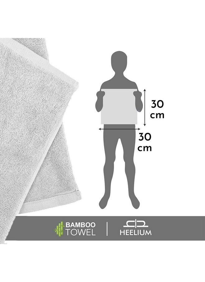 HEELIUM Bamboo Face Towel | Ultra Absorbent & Odour-Free | 3X Softer Than Cotton Towels | 30 x 30 cm - 600 GSM | Pack of 3 - Light Grey, Grey, White