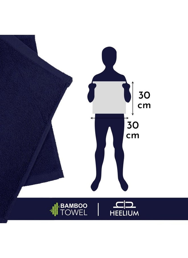 HEELIUM Bamboo Face Towel | Ultra Absorbent & Odour-Free | 3X Softer Than Cotton Towels | 30 x 30 cm - 600 GSM | Pack of 10 - Blue, Teal, Grey, Iris, White
