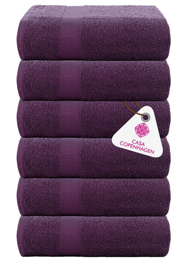 Casa Copenhagen - Egyptian Cotton Feather lite 6 Pcs Face Towel (30 X 30cm) Colour : Dark Purple