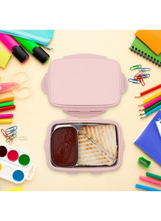 JAYPEE Stainless Steel Insulated Lunch Box Wavesteel Sr. Pink, 600 ml, Airtight Tiffin Box for School Kids |Spillproof with Silicon Seal |Food Grade | BPA Free