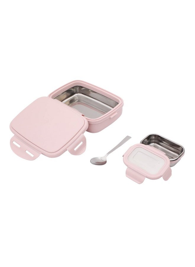 JAYPEE Stainless Steel Insulated Lunch Box Wavesteel Jr. Pink, 500 ml, Airtight Tiffin Box for School Kids |Spillproof with Silicon Seal |Food Grade | BPA Free