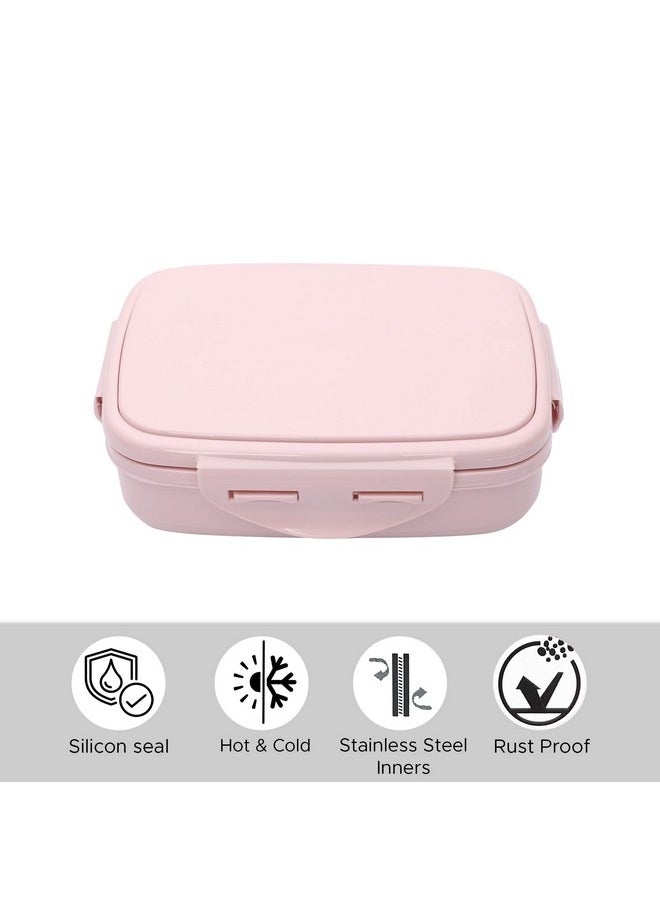 JAYPEE Stainless Steel Insulated Lunch Box Wavesteel Jr. Pink, 500 ml, Airtight Tiffin Box for School Kids |Spillproof with Silicon Seal |Food Grade | BPA Free