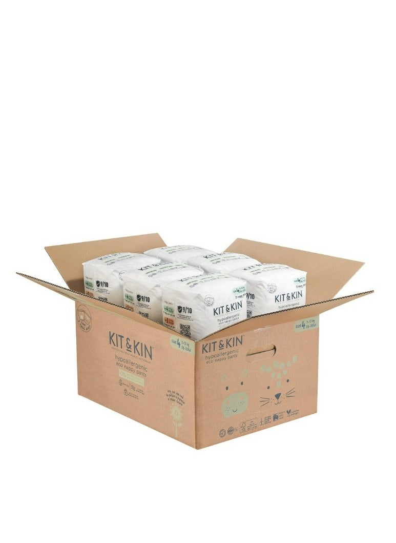 Kit & Kin Eco Friendly Baby Diaper | Diaper Pants Size 4-132 Pcs | Hypoallergenic Flash Dry Disposable Diapers | Superior up to 12 Hour Leak Protection