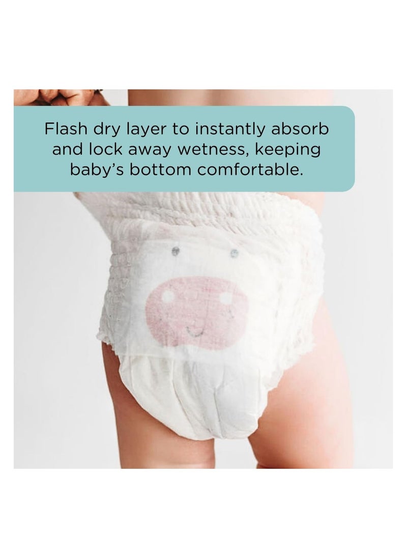 Kit & Kin Eco Friendly Baby Diaper | Diaper Pants Size 4-132 Pcs | Hypoallergenic Flash Dry Disposable Diapers | Superior up to 12 Hour Leak Protection