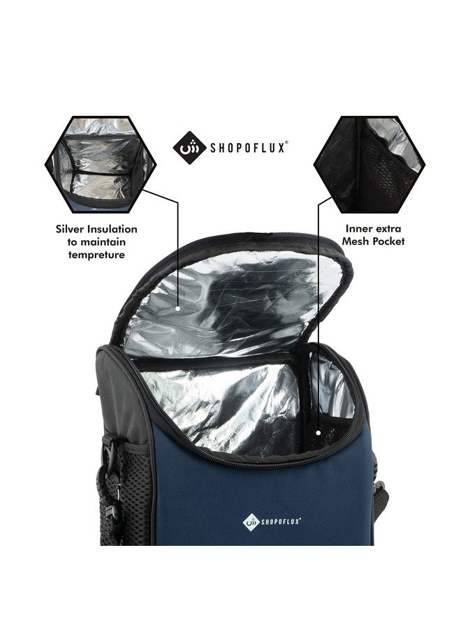 SHOPOFLUX Lunch Bag for Men and Women, Insulated Tiffin Bags for Office, College, School with Crossbody Belt (Blue)