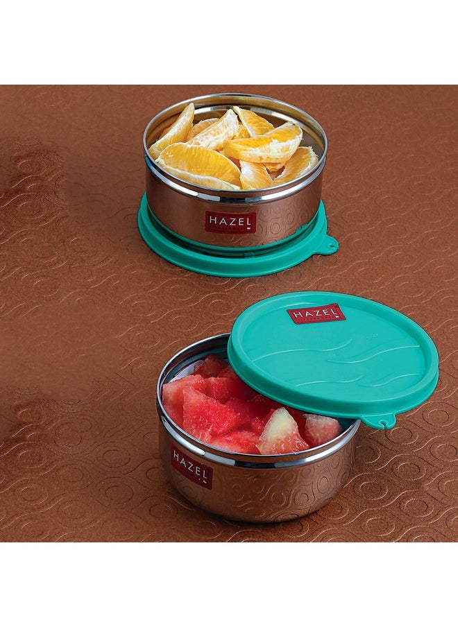 HAZEL Storage Containers for Kitchen Airtight | 450 ml Each Stainless Steel Air Tight Containers for Storage & Lunch Box | Container for Kitchen Storage, Set of 2