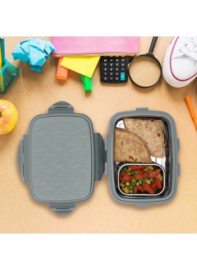 JAYPEE Stainless Steel Insulated Lunch Box Wavesteel Jr. Green, 500 ml, Airtight Tiffin Box for School Kids |Spillproof with Silicon Seal | Food Grade | BPA Free