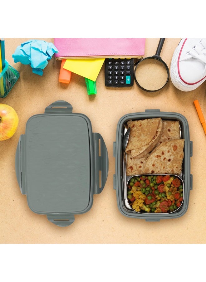 JAYPEE Stainless Steel Insulated Lunch Box Wavesteel Sr. Green, 600 ml, Airtight Tiffin Box for School Kids | Spillproof with Silicon Seal |Food Grade | BPA Free
