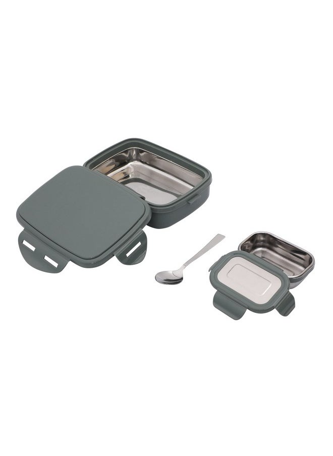 JAYPEE Stainless Steel Insulated Lunch Box Wavesteel Sr. Green, 600 ml, Airtight Tiffin Box for School Kids | Spillproof with Silicon Seal |Food Grade | BPA Free