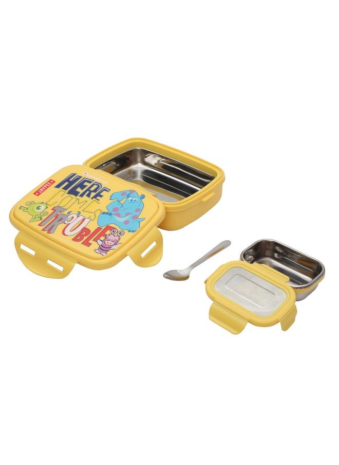 JAYPEE Steel Tek Jr. Insulated Lunch Box Disney, Yellow, 400 ml | Airtight Tiffin Box for School Kids Inner Stainless Steel Mini Box | Bpa Free