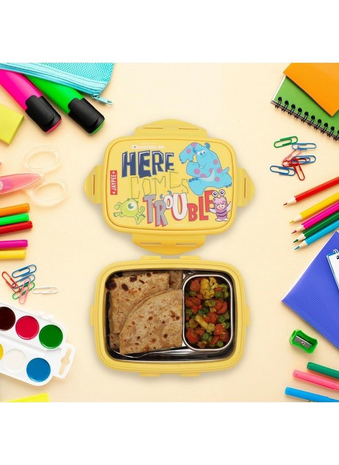JAYPEE Steel Tek Jr. Insulated Lunch Box Disney, Yellow, 400 ml | Airtight Tiffin Box for School Kids Inner Stainless Steel Mini Box | Bpa Free