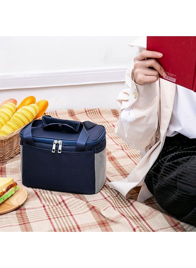 wolpin 1 Piece Lunch Bags for Office Men Women, Kids Insulated Travel Box/Tiffin/Storage Bag, College & School (Navy Blue)
