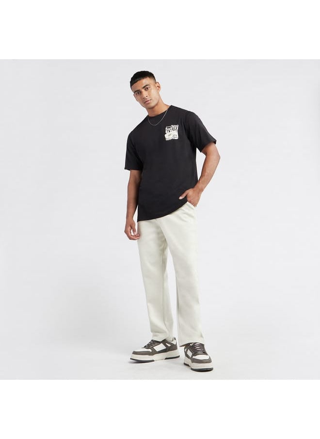 Graphic Print T-shirt with Crew Neck and Short Sleeves