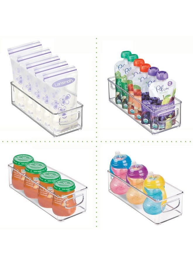 mDesign Small Plastic Nursery Storage Container Bins with Handles for Organization in Cabinet, Closet or Cubby Shelves - Organizer for Baby Food, Bibs, Formula - Ligne Collection - 2 Pack - Clear