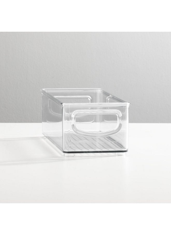 mDesign Small Plastic Nursery Storage Container Bins with Handles for Organization in Cabinet, Closet or Cubby Shelves - Organizer for Baby Food, Bibs, Formula - Ligne Collection - 2 Pack - Clear