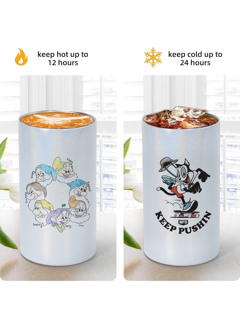 2Pcs Sublimation Sippy Cup Blank with Handles Straight Sublimation Tumblers Stainless Steel Insulated Skinny Tumblers with Splash-proof Lid Shatterproof Water Tumbler 12 oz
