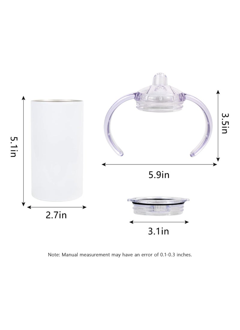 2Pcs Sublimation Sippy Cup Blank with Handles Straight Sublimation Tumblers Stainless Steel Insulated Skinny Tumblers with Splash-proof Lid Shatterproof Water Tumbler 12 oz