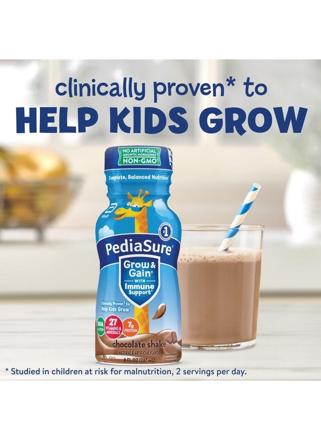 PediaSure Grow & Gain With Immune Support, Kids Protein Shake, 27 Minerals & Vitamins for Kids, 7g Protein, Helps Kids Catch Up On Growth, Non-GMO, Gluten-Free, Chocolate, 8-fl-oz Bottle, Pack of 24