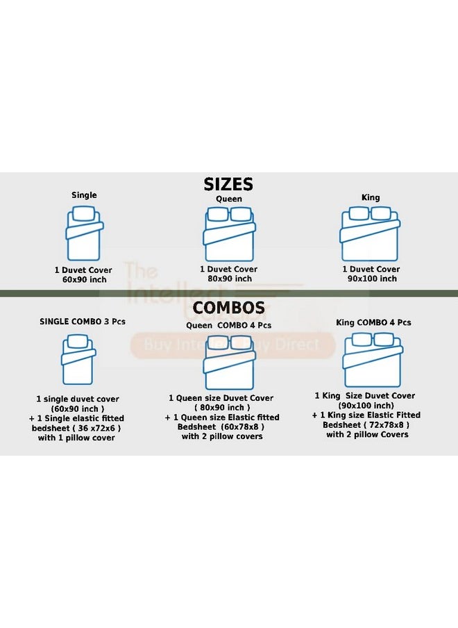 TIB Glace Cotton Geometric Duvet Cover King Size | Blanket Cover Double Bed | Quilt Cover Double Bed with Zipper 140 GSM, 90x100, Multi Color, 130 tc