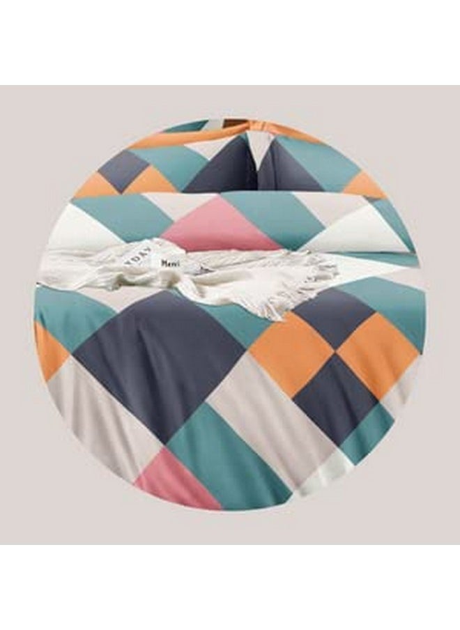 TIB Glace Cotton Geometric Duvet Cover King Size | Blanket Cover Double Bed | Quilt Cover Double Bed with Zipper 140 GSM, 90x100, Multi Color, 130 tc