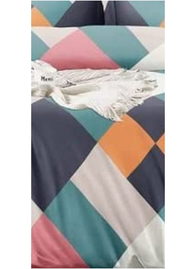 TIB Glace Cotton Geometric Duvet Cover King Size | Blanket Cover Double Bed | Quilt Cover Double Bed with Zipper 140 GSM, 90x100, Multi Color, 130 tc