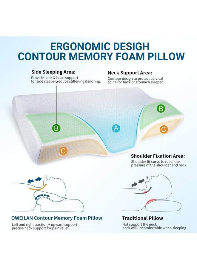 Rylan Memory Foam Pillow,Orthopedic Pillow for Neck Pain Cervical Contour Memory Foam Pillow,Orthopedic Pillow for Neck Pain,Orthopedic Contour Pillow Support(White1)