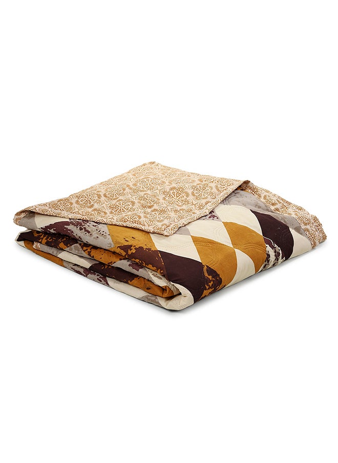Status Contract-Cotton Rich Double Bedsheet with 2 Pillow Covers for Bed Room, Home, Hotel-120 GSM, Brown-Yellow, 220 X 240 Cm