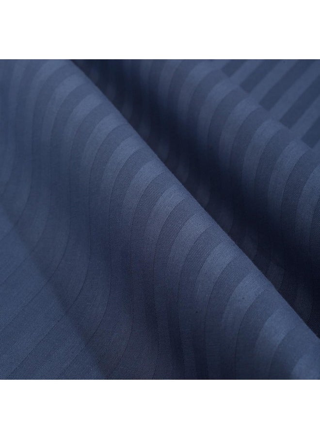 Naksh Queen Size Bedsheet Cotton 210 Tc Stripes, Mid Blue | 1 Cotton Bedsheets for Queen Size Bed (88 x 100 Inch) and 2 Pillow Covers