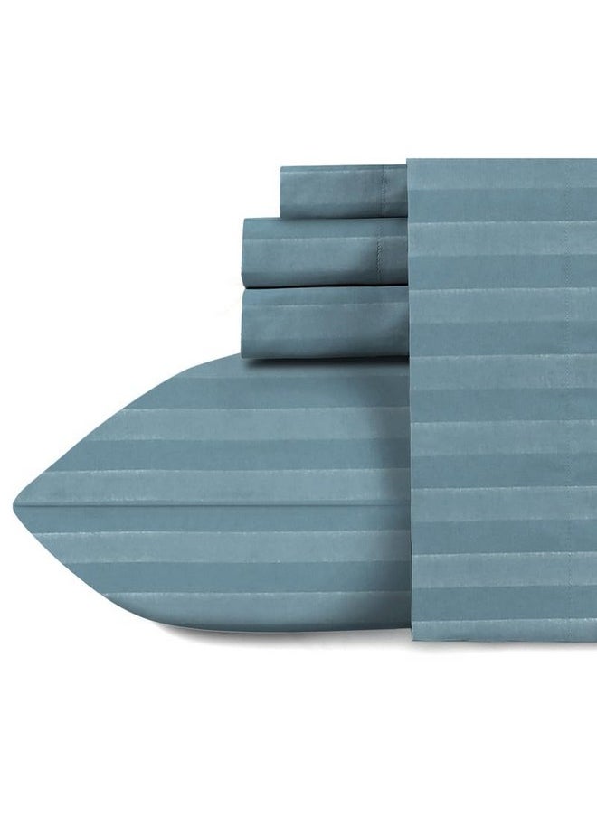 Naksh Bedsheet King Size Bed Cotton 210 TC Stripes, Jean Blue | 1 King Size Bedsheet Cotton (108 x 108 Inch) and 2 Pillow Covers