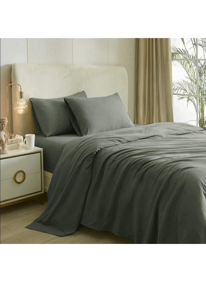Naksh Bedsheet King Size Bed Cotton 210 TC Plain, Grey | 1 King Size Bedsheet Cotton (108 x 108 Inch) and 2 Pillow Covers