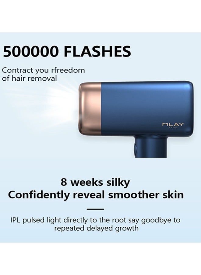 T14 Painless Ice Compress Laser Hair Removal Device,500,000 Flashes Epilator For Whole Body Bikini Line Arm Armpit Face Back Leg (1*HR+1*AC+1*SR Lamp)