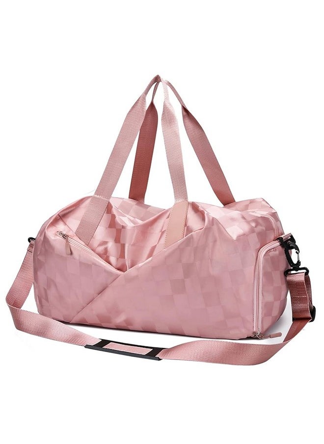 Storite Nylon 41 cm Travel Duffle Bag for Women Foldable Sports Gym Shoulder Handbag Carry Weekender Overnight Luggage Bag with Shoe and Wet Clothes Compartments (Pink,41x25x23 cm)