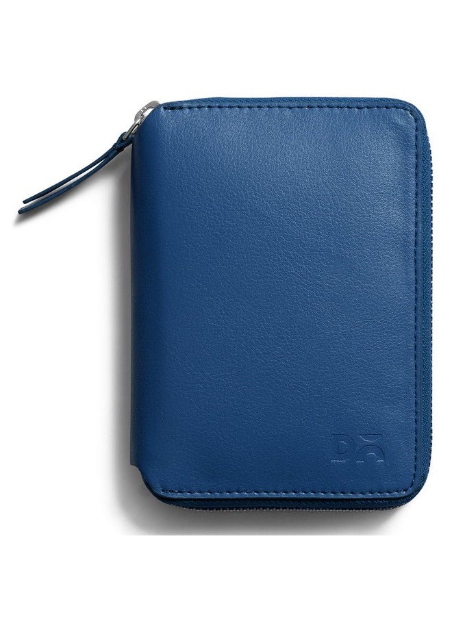 DailyObjects Check-In Travel Passport Wallet Cover for Men and Women | Passport Cover with Zip Around Closure made of Vegan Leather | Passport Holder with Credit Debit Card Slots - Blue