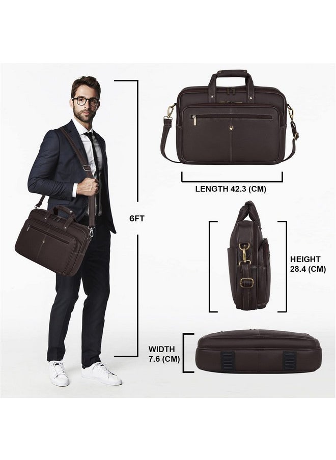 WildHorn Leather 15 Inch Laptop Messenger Bag For Men, Padded Laptop Compartment, Carry Handles With Adjustable Strap, Dimension : L-15.5 Inch W-3.5 Inch H-11.5 Inch, Brown