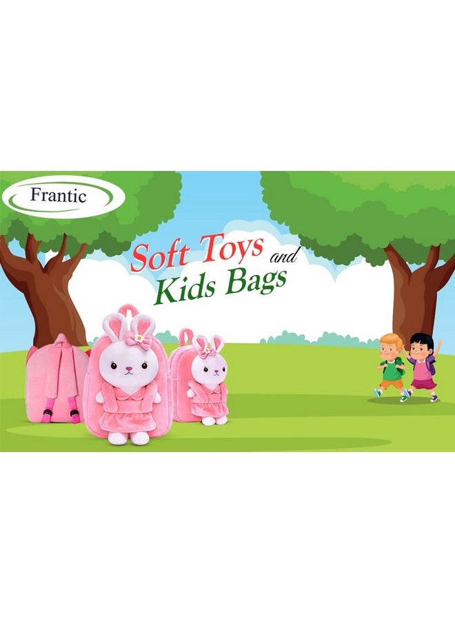 Frantic Kids Soft Animal Cartoon Travelling School Bag Soft Plush Standard Backpack Boys Girls Baby For 2 To 5 Years Baby/Boys/Girls Nursery,Preschool,Picnic(Fullbodypink Rabbit) Full Size,10 Liter