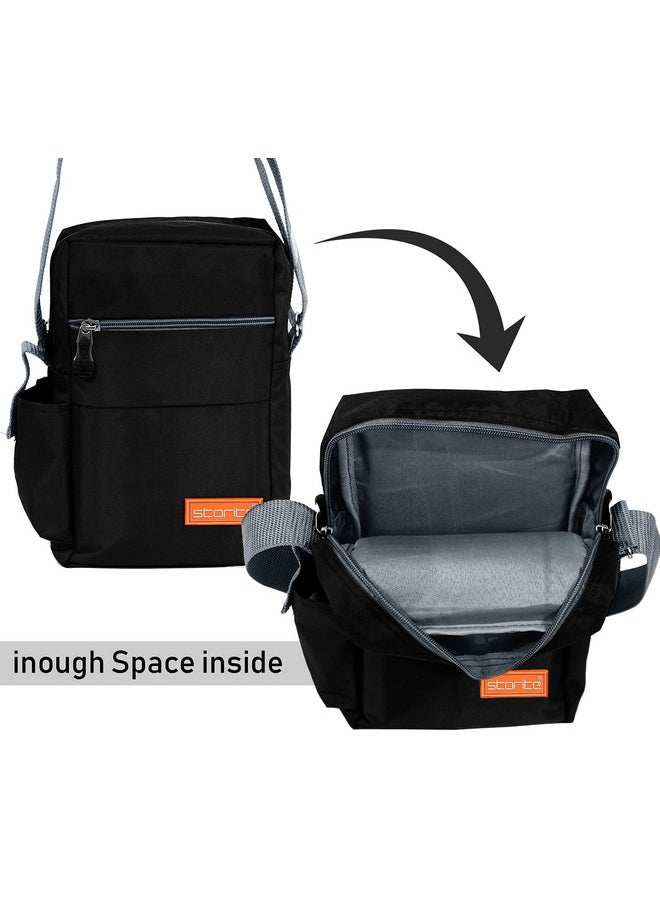 Storite Stylish Padded Small Nylon Sling Cross Body Travel Office Business Messenger Bag for Men Women (25x16x7.5cm, Black)