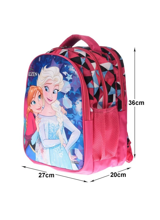 Kuber Industries School Bag For Girls, Boys|Disney Frozen Print Kids School Bag|3 Compartment With Durable Zip (Pink)