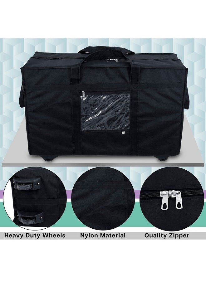 Storite Nylon 70 Cm Large Travel Duffle Bag Luggage Storage Trolley Bag Luggage Bag for Travel with Five Wheels & Front Transparent Pocket (Black, 70 x 27.5 x 45 cm)