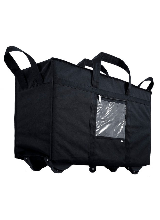 Storite Nylon 70 Cm Large Travel Duffle Bag Luggage Storage Trolley Bag Luggage Bag for Travel with Five Wheels & Front Transparent Pocket (Black, 70 x 27.5 x 45 cm)
