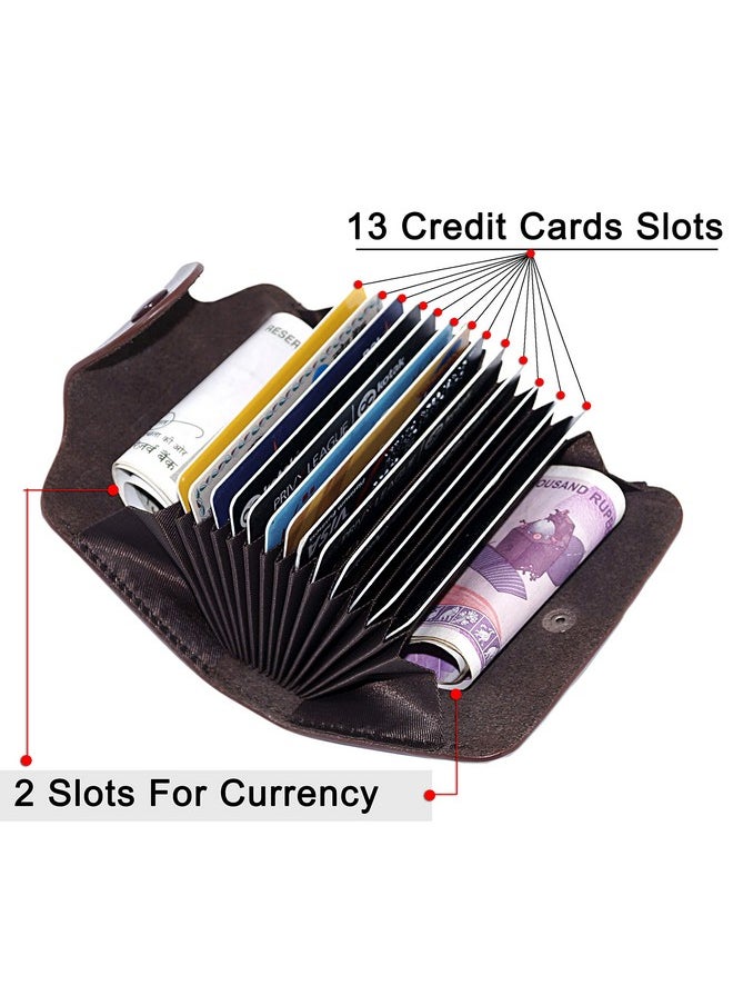 Storite Combo of 13 Slots Leather and 6 Slot Metal Credit Debit ATM Card Holder Case Wallet for Men & Women (Brown & Black)